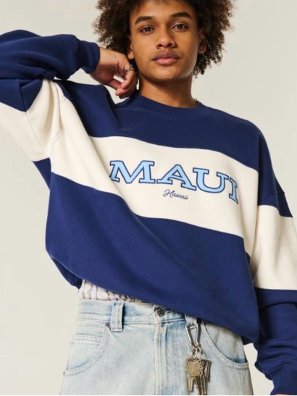 Hollister Navy & White Crewneck Sweatshirt - Picture 2 of 4